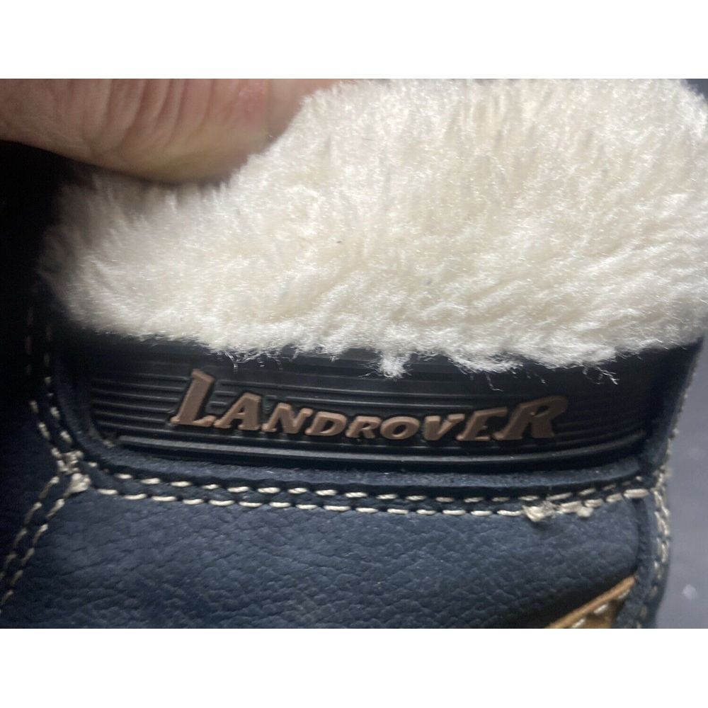 Landrover Blue Leather Ankle Boots Women's 38 Us 7.5 Faux Fur Padded Collar View 4